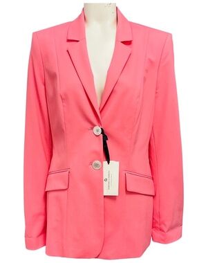 BARBARA LOHMANN CANDY PINK THORA CREPE TWO BUTTON BLAZER / JACKET